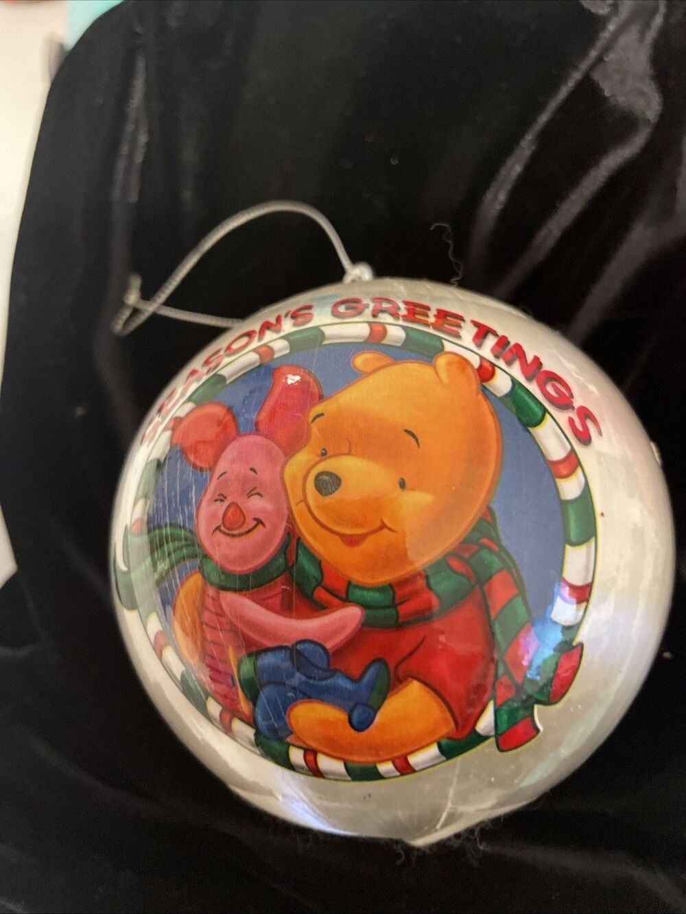 Vintage Christmas ornament silk ball disney Pooh Piglet 5”